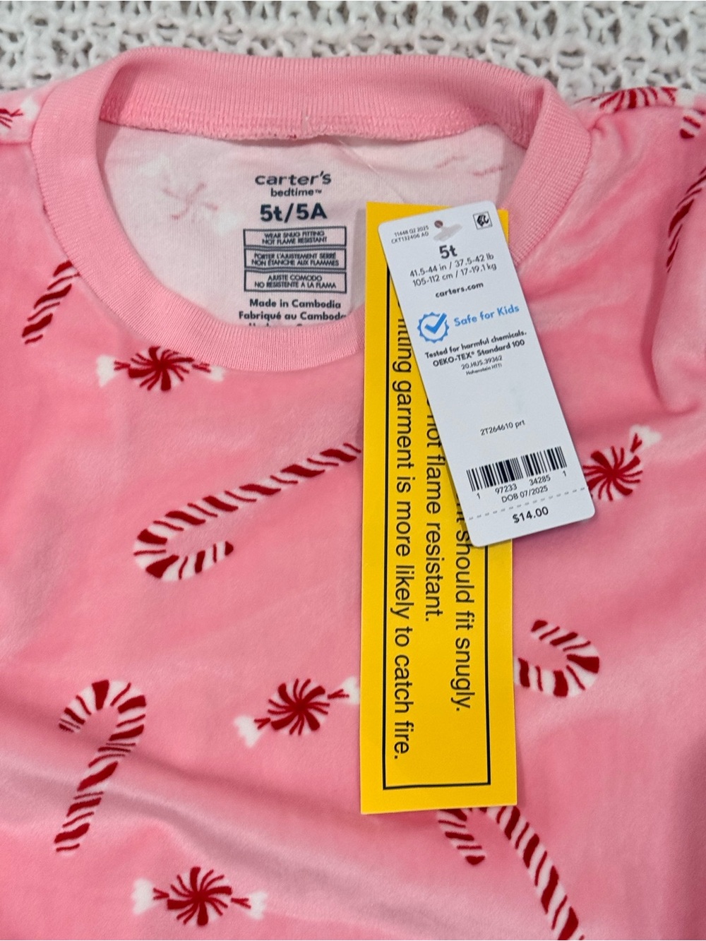 Toddler Girl Peppermint Print DreamPlush Long-Sleeve Snug Fit 2-Pc Pajamas Pink - Picture 9 of 10